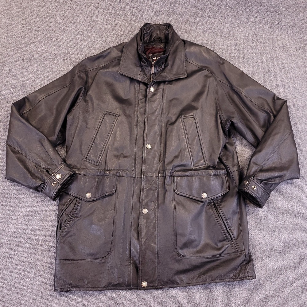 Wilsons Leather Jacket XLT Black Insulated Removable Liner Zip Button Closure